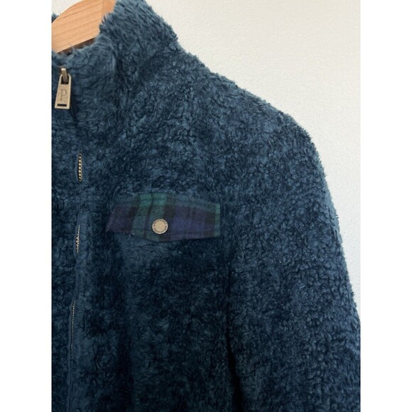 Pendleton Wool Blend Jacket M Blue Full Zip Snap Pocket Sherpa Fleece Outdoor - Picture 4 of 8